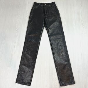 Vintage 90s Wrangler Vinyl Coated Glossy Metallic Black High Waist Jeans 5x36 US